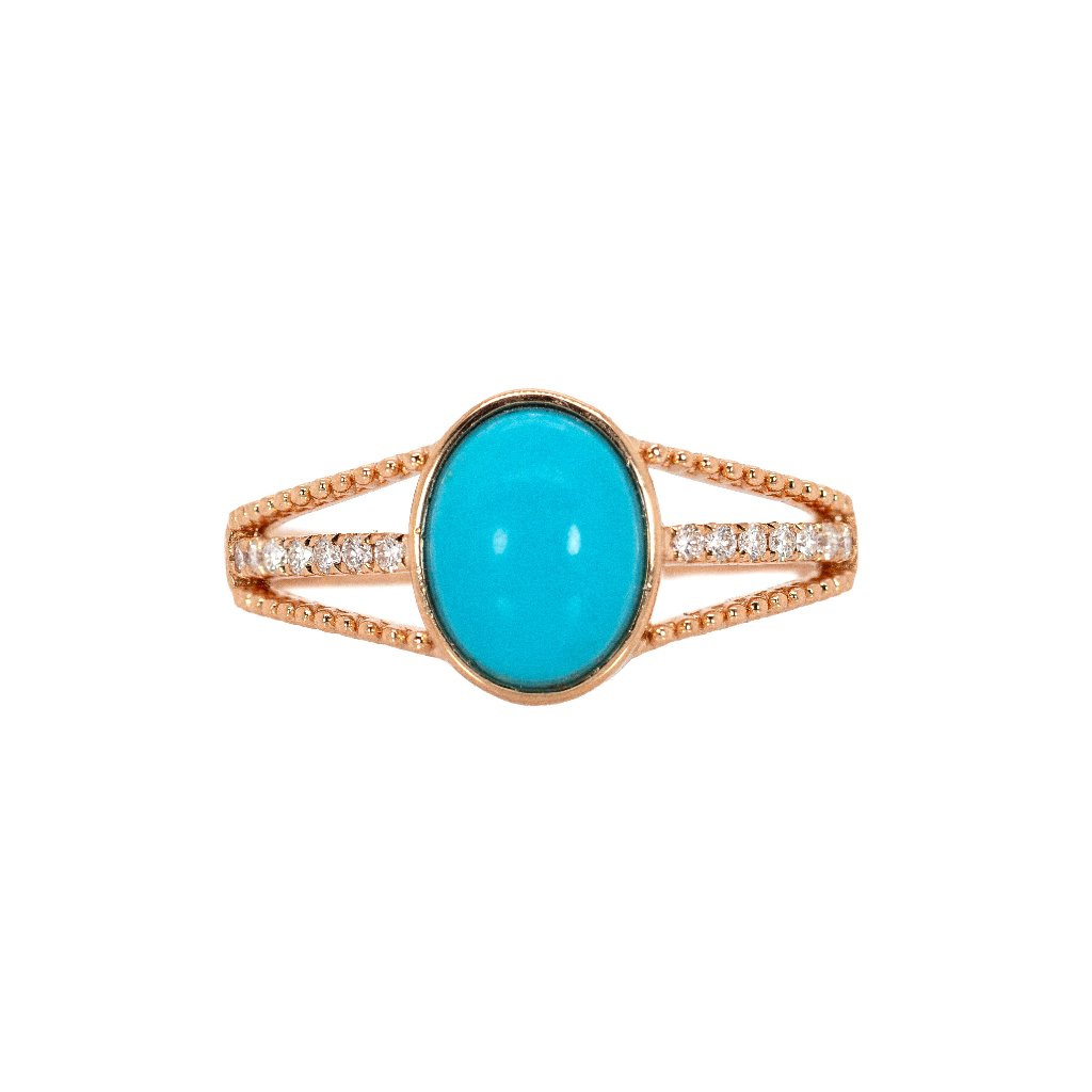 2.6cts Sleeping Beauty Turquoise Ring In 14k Solid Gold With Natural Diamonds